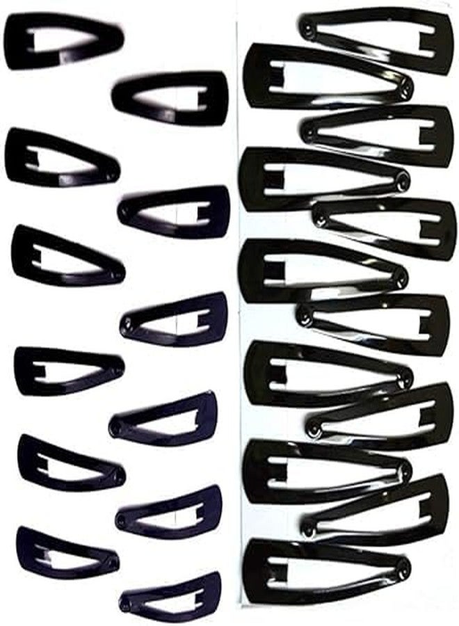 Hivata Hair Clip Tic Tac Tic Tic Clip for Girls Women & Baby Girls Hair Accessory Metal Hair Pins in Black Color Small and Large Combo Set of 12 pair - Image 1