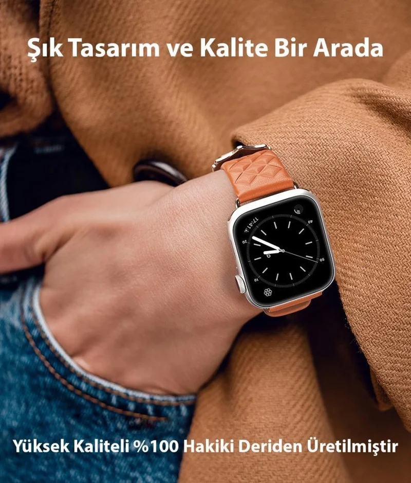 بولهاموبيل Polham Businessloop Genuine Leather Band Strap for Apple Watch 38-40-41MM, Strap Compatible with All Skins