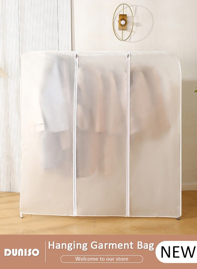 DUNISO Hanging Garment Bag, Garment Clothes Cover Protector,Hanging Garment Storage Bag ,Large Translucent Dustproof Waterproof Dustproof Clothing Storage Bag for Wardrobe with Full Zipper for Suits, Shirts, Jackets, Long Dress  - Image 1