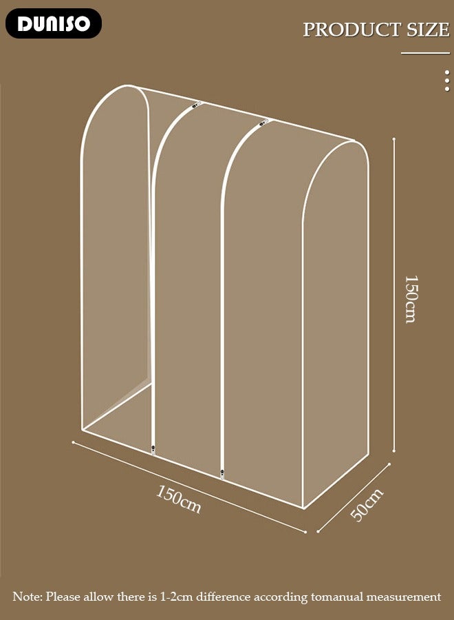 DUNISO Hanging Garment Bag, Garment Clothes Cover Protector,Hanging Garment Storage Bag ,Large Translucent Dustproof Waterproof Dustproof Clothing Storage Bag for Wardrobe with Full Zipper for Suits, Shirts, Jackets, Long Dress  - Image 2
