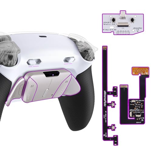 eXtremeRate RISE4 Plus MAX RMB Back Paddles Kit with Clicky Trigger Stops & Rubberized Grip for PS5 Controller BDM-030 040 050, Remappable Real Metal Back Buttons Kit for PS5 Controller – White Black - Image 1
