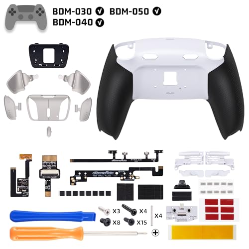 eXtremeRate RISE4 Plus MAX RMB Back Paddles Kit with Clicky Trigger Stops & Rubberized Grip for PS5 Controller BDM-030 040 050, Remappable Real Metal Back Buttons Kit for PS5 Controller – White Black - Image 3