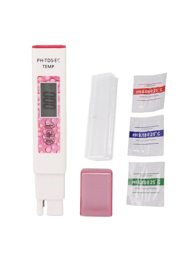 Thoraya Digital Water Tester Pen 4 in 1 Accurate Sensitive Portable PH TDS EC Temperature Water Quality Meter Pink  - Image 1