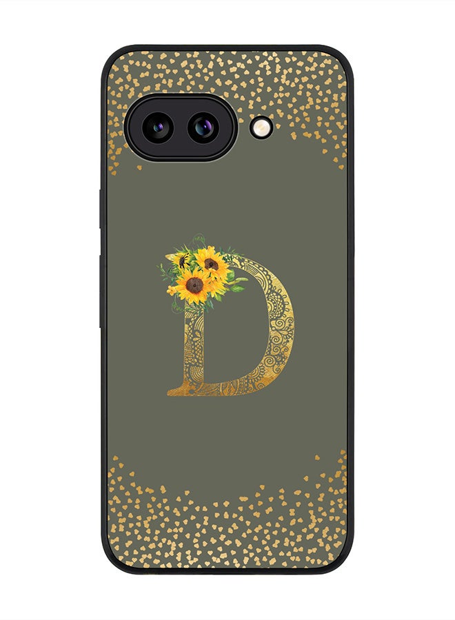 Stylizedd For Google Pixel 9a Case,Slim fit Camera Protection, Shockproof Thin Phone cover  - Custom Floral Monogram - D  (Olive Green )