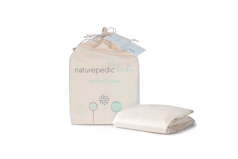 Naturepedic شريحة مرتبة سرير الأطفال الطبيعية العضوية - شريحة ملائمة لمرتبة سرير الأطفال القياسية - شريحة سرير قطنية ناعمة وقابلة للتنفس - عاجي - 52"x28" - Image 1