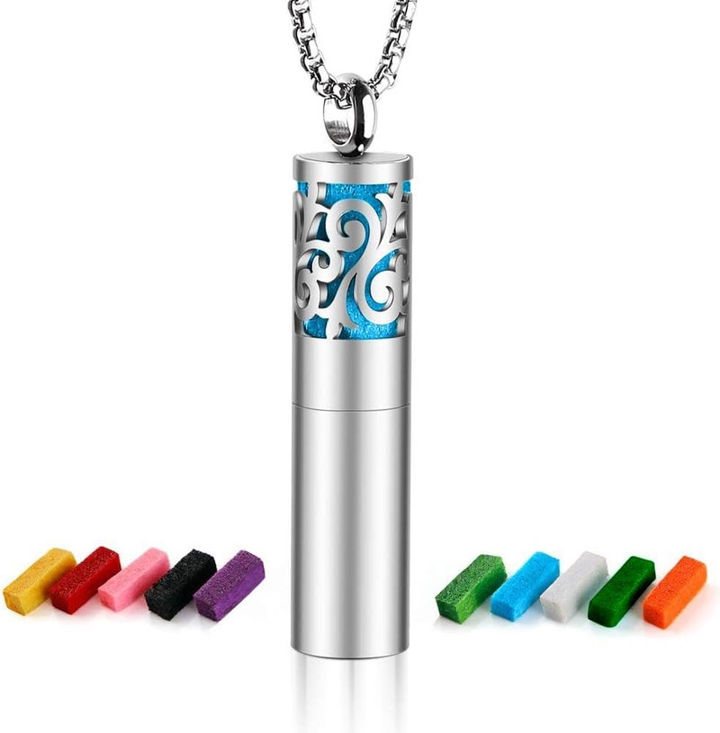 Maromalife Essential Oil Necklace for Women, Diffuser Necklaces 316L Stainless Steel, Diffuser Pendant with 10 Felt Pads, Aromatherapy Necklace Gift Set for Birthday, Christmas