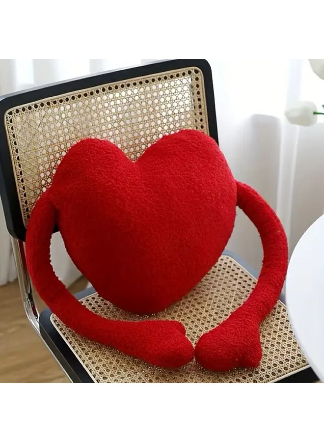 Red Heart Shaped Velvet Pillow Soft Plush Cushion For Sofa Bed Car Seat - Image 3