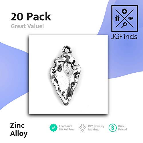 JGFinds Native American Inspired Arrowhead Pendants, Charms for DIY Jewelry Making, 20 Pack - Image 2