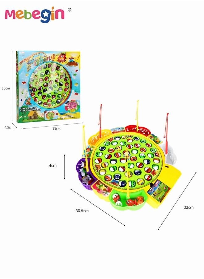 MEBEGIN - Fishing Game Toy Set With Rotating Board With Music On/off Switch For Quiet Play Includes 45 Fish And 5 Fishing Poles - Image 1