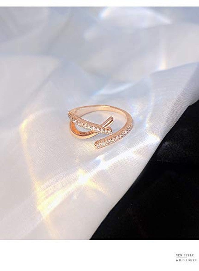 SEVENSTONE 2PCS Rose Gold Knot Wave Rings for Women Adjustable Finger Knuckle Stackable Thumb Simple Open Ring Set - Image 4
