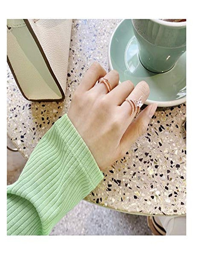 SEVENSTONE 2PCS Rose Gold Knot Wave Rings for Women Adjustable Finger Knuckle Stackable Thumb Simple Open Ring Set - Image 5
