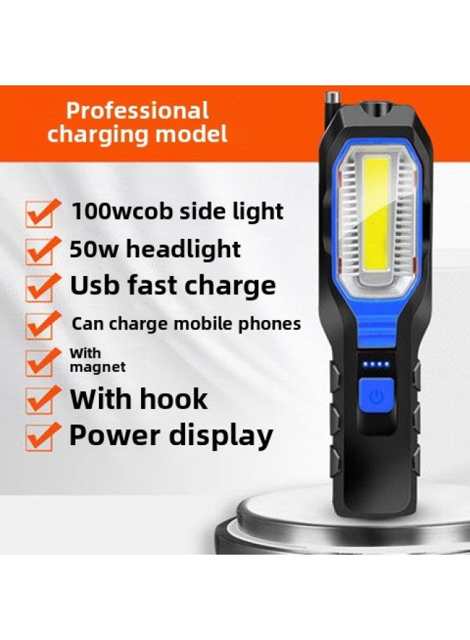 Loquat Super Bright Work Light Auto Repair Light Rechargeable Outdoor Emergency Magnetic Work Light Strong Light Flashlight-Colour:Yd-6302b Lithium Battery Version  - Color Can Also Be Customized - Image 1
