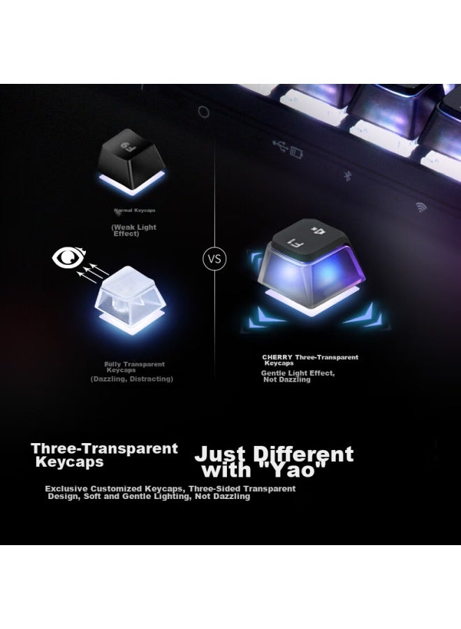 Cherry Mx8.2 Xaga Wireless Keyboard, Tri-mode Mechanical Keyboard, Compatible With Mac System, Triple-shot Pbt Keycaps, Customizable Keyboard, Pink And Silver Switches - Image 2