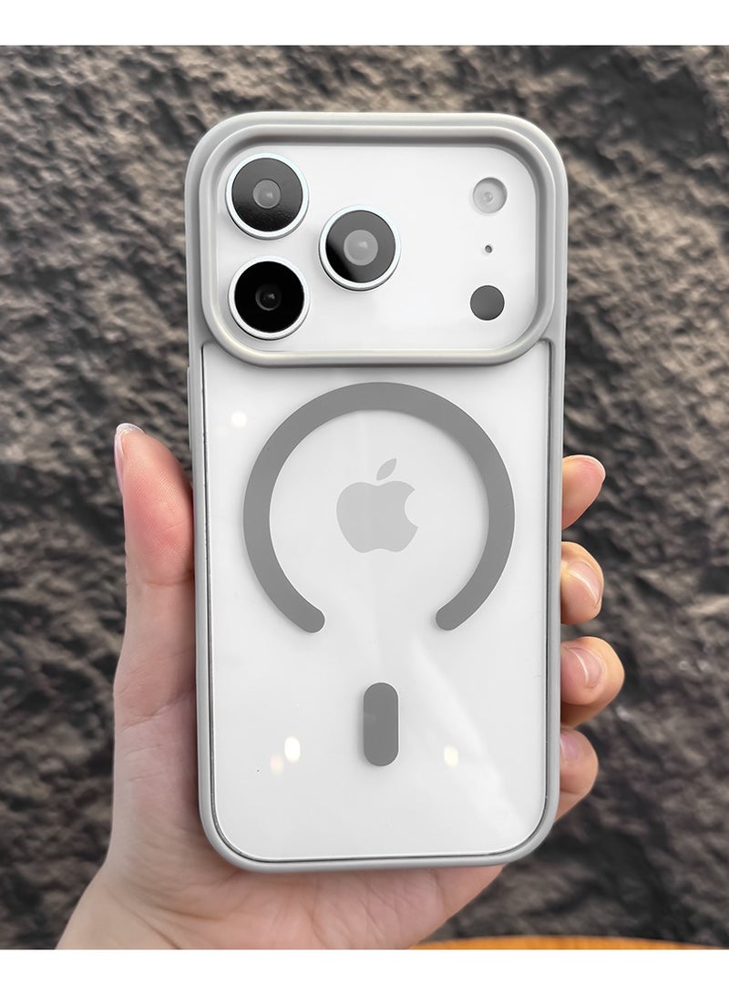 iPhone 17 Pro Max Magsafe Transparent with Grey Bumper Case - N52 Stronger Magnets - Image 1