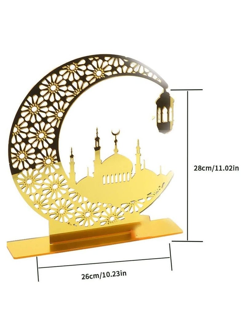 Eworld Elegant Acrylic Ramadan Decorations for Home Lightweight Islamic Craft Ornaments, Perfect Crescent Ornaments for Ramadan Parties, Radiant in Gold. - Image 2
