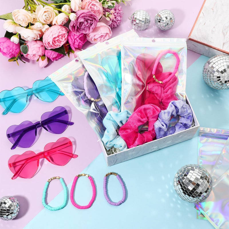 XunYee 48 Pcs Kpop Party Favors Friendship Party Gifts Set Includes Velvet Hair Scrunchies Friendship Bracelets Heart Sunglasses Holographic Gift Bag for Kpop Fans Women(Modern) - Image 3