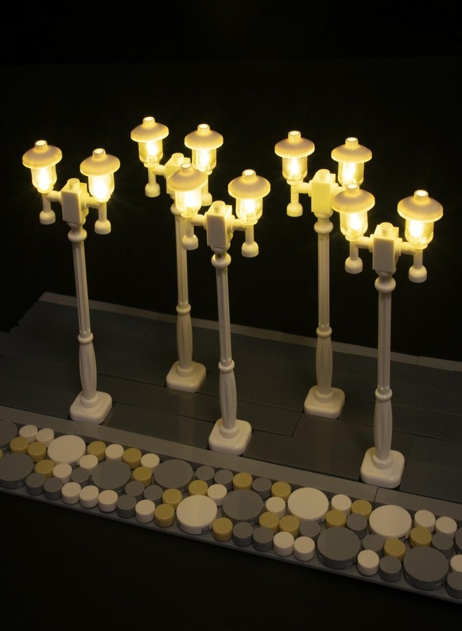 LightGo Brick Street Light DIY Kit for Lego Modular Buildings - Set of 5 Lights to Customize Your City Layout, Plug & Play (Duo White) - Image 1