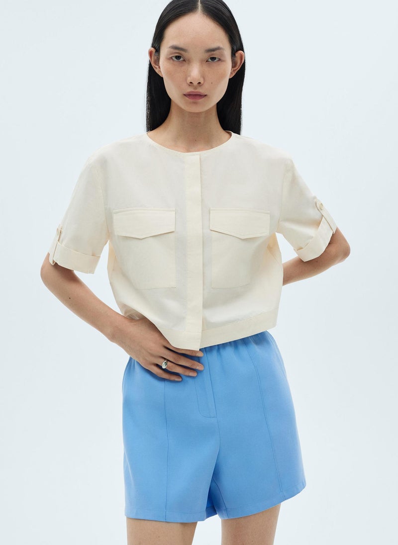 MANGO Elastic Waist Shorts  - Image 1