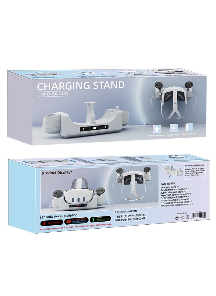 Generic - For Meta Quest 3VR Wall Mountable Grip Contact Charging VR Headset Storage Rack - Image 1