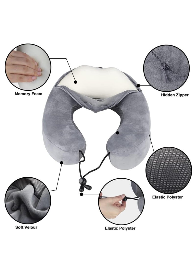 Toko Travel Neck Pillow | Grey | Memory Foam | Includes Eye Mask, Ear Plugs & Portable Bag |  Helps with Sleep on Airplanes, Cars, Home  - Image 3