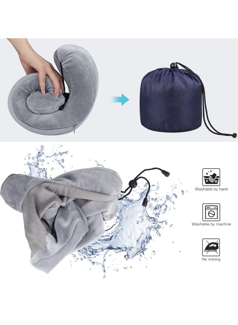 Toko Travel Neck Pillow | Grey | Memory Foam | Includes Eye Mask, Ear Plugs & Portable Bag |  Helps with Sleep on Airplanes, Cars, Home  - Image 5