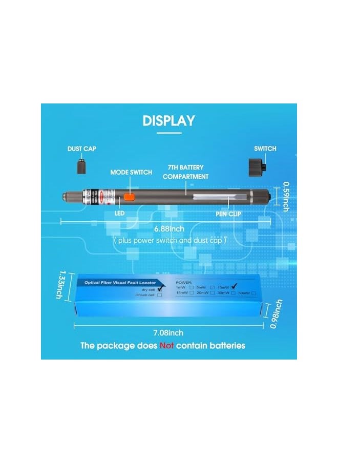 PROMASS promass Fiber Optic Cable Tester 10MW 10KM Visual Fault Locator VFL Fiber Optic Tester with FC Male to LC Female Adapter  - Image 3