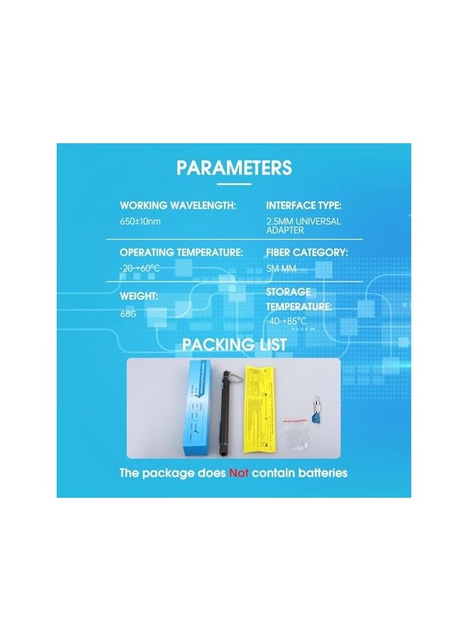 PROMASS promass Fiber Optic Cable Tester 10MW 10KM Visual Fault Locator VFL Fiber Optic Tester with FC Male to LC Female Adapter  - Image 5