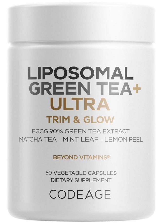 Codeage Codeage Liposomal Green Tea+ Ultra Potency - EGCG 90% Green Tea Extract, Organic Matcha Green Tea Powder, Peppermint, Lemon Peel - Vegan, Non-GMO, Gluten-Free - Liposomal Delivery - 60 Capsules  - Image 1