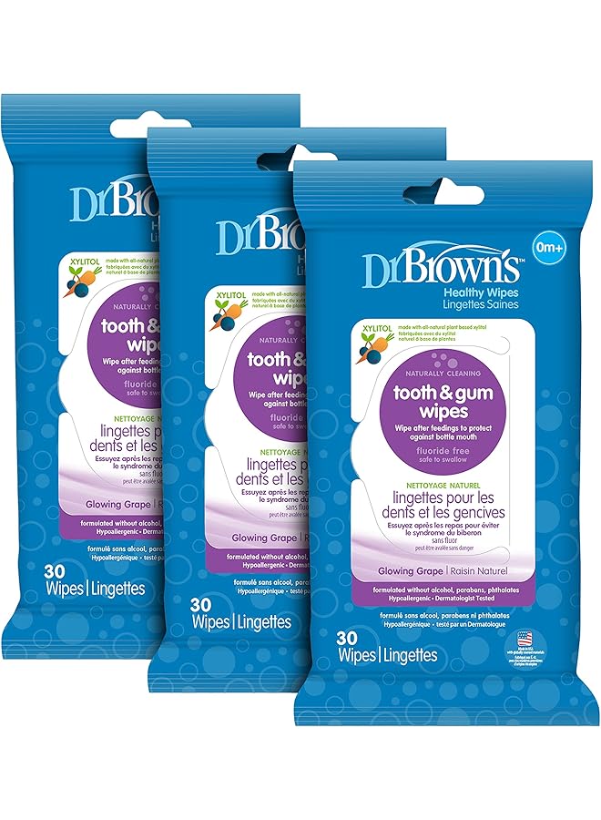 Dr. Brown's Tooth And Gum Wipes 30 Count 3 Pack  - Image 1