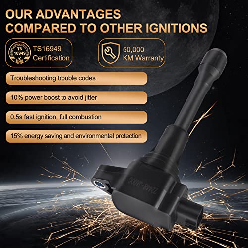 BLPextrm Ignition Coil Pack Compatible with Infiniti Nissan FX50 M56 Altima Cube Rogue Sentra Tiida Versa X-Trail L4 1.6L 1.8L 2.0L 2.5L Replaces# UF549 C1696 - Image 5