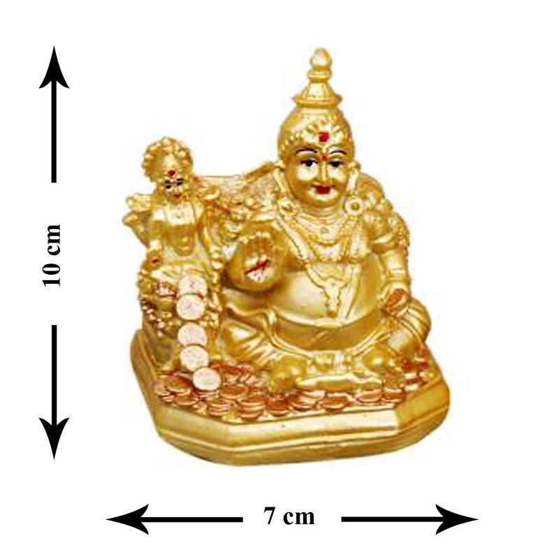 Kitlyn Resin God Kuber MurtiKuber StatueKuber IdolKuber FigurineHome Decor Showpiece Gift Item LxBxH 7cmx5cmx10cmGold - Image 2