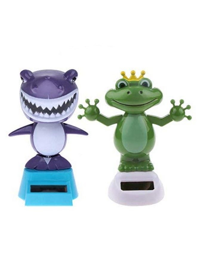 KODORIA 2Pcs Solar Powered Dancing Toys Swinging Animated Bobble Head Dancer Toy Car Decor Ornament Frog + Shark  - Image 3