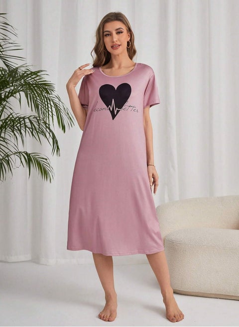 Mesery Sleepshirt Cotton Half Sleeves Printed