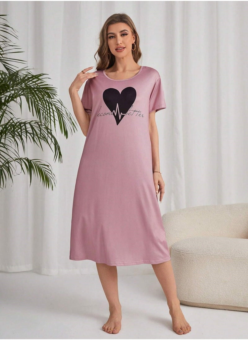 Mesery Mesery Sleepshirt Cotton Half Sleeves Printed  - Image 1