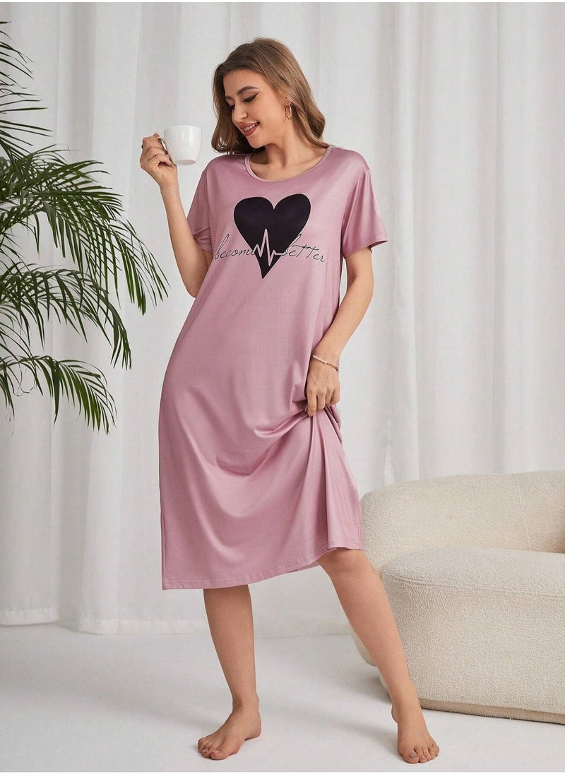 Mesery Mesery Sleepshirt Cotton Half Sleeves Printed  - Image 3