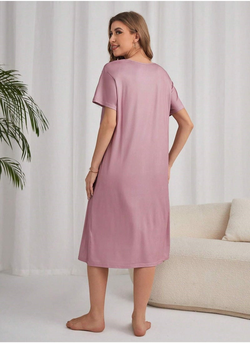 Mesery Mesery Sleepshirt Cotton Half Sleeves Printed  - Image 4