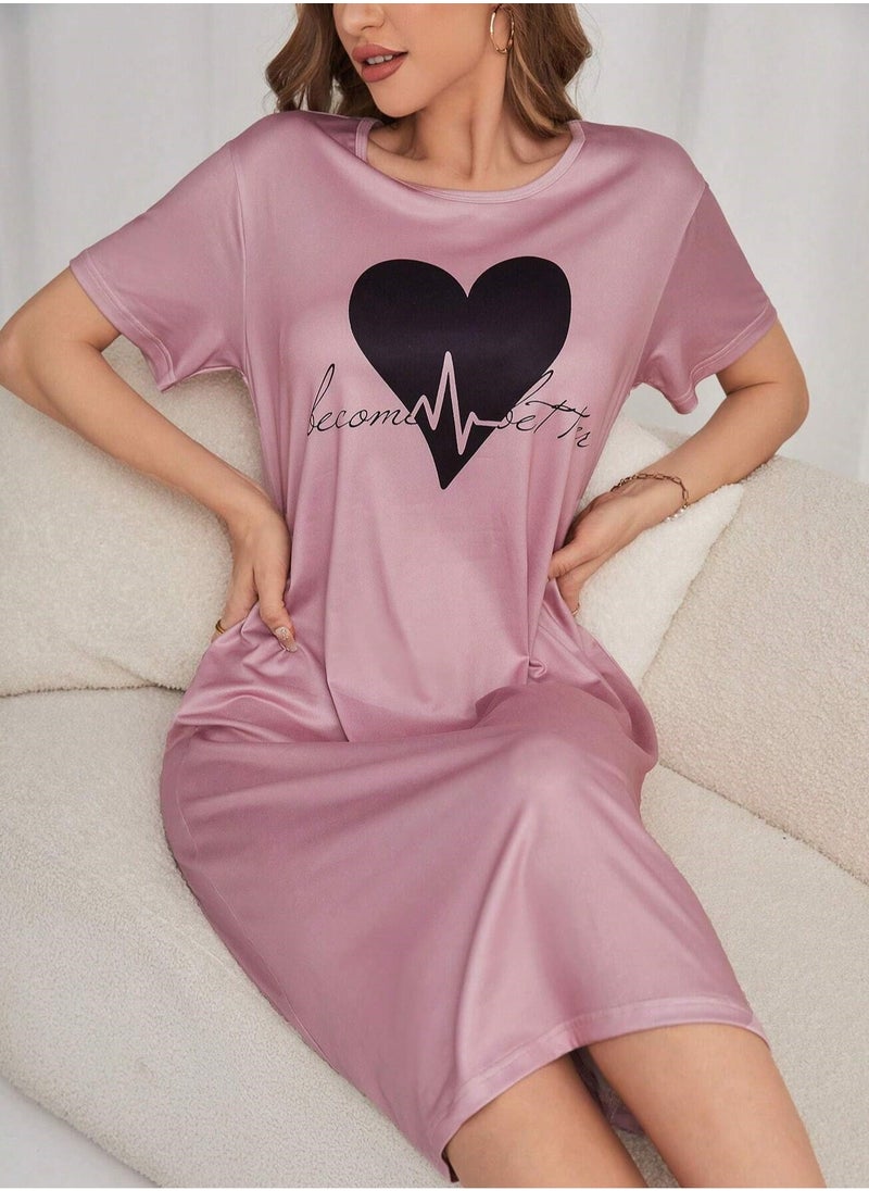 Mesery Mesery Sleepshirt Cotton Half Sleeves Printed  - Image 5