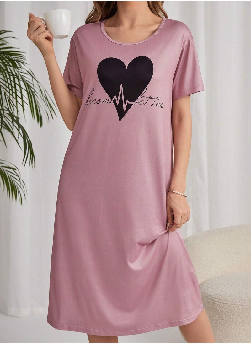 Mesery Mesery Sleepshirt Cotton Half Sleeves Printed  - Image 2
