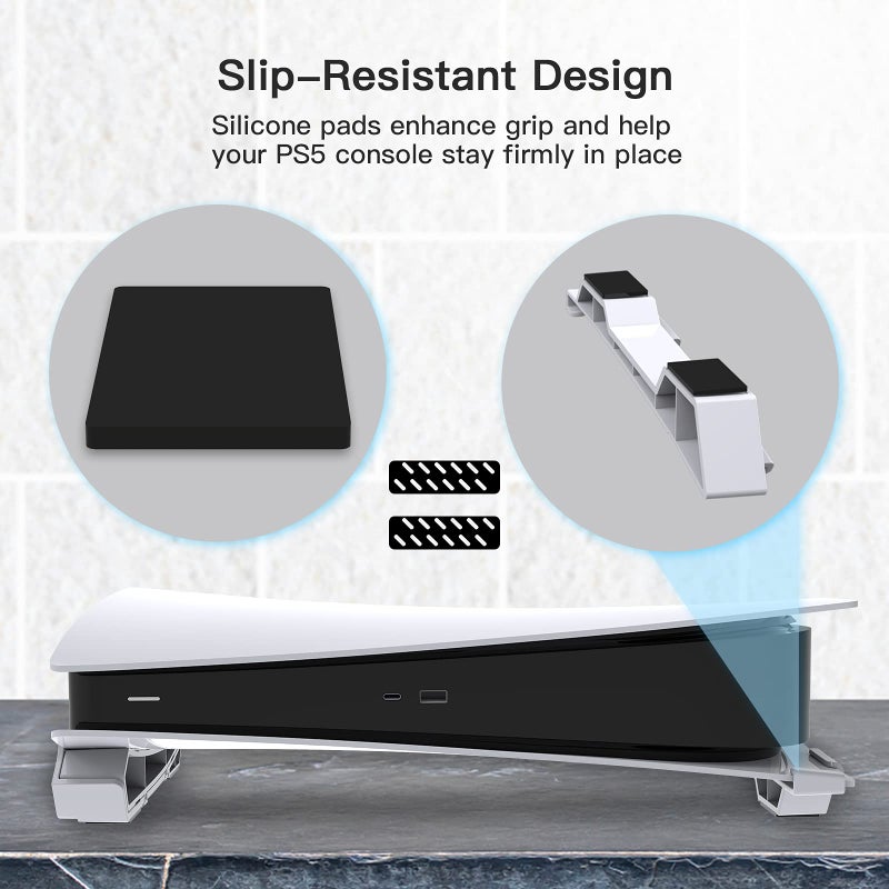NexiGo PS5 Accessories Horizontal Stand, [Minimalist Design], PS5 Base Stand, Compatible with PlayStation 5 Disc & Digital Editions, White - Image 5