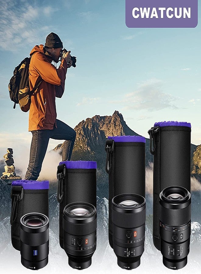 Cwatcun Photo Thick Protective Neoprene Pouch 4 Set for DSLR Camera Lens Compatible for Canon, Nikon, Pentax, Sony, Tamron, Sigma, Panasonic, Fuji Includes Small, Medium, Large and Extra Large Pouches - Image 5