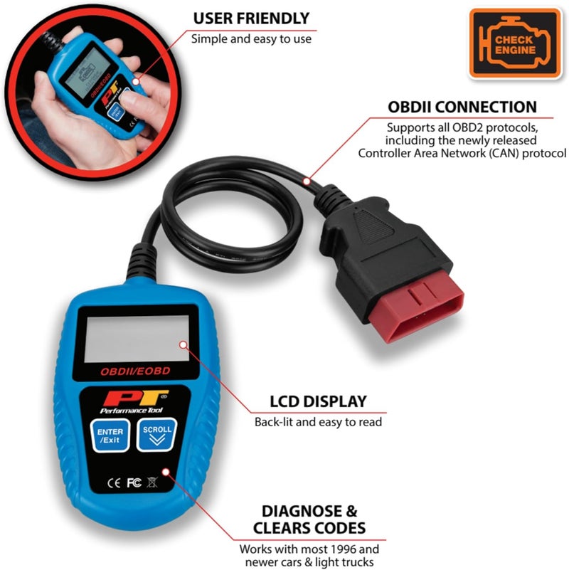 Performance Tool W2976 Universal Multilingual CAN OBDII Scanner Tool - Image 2
