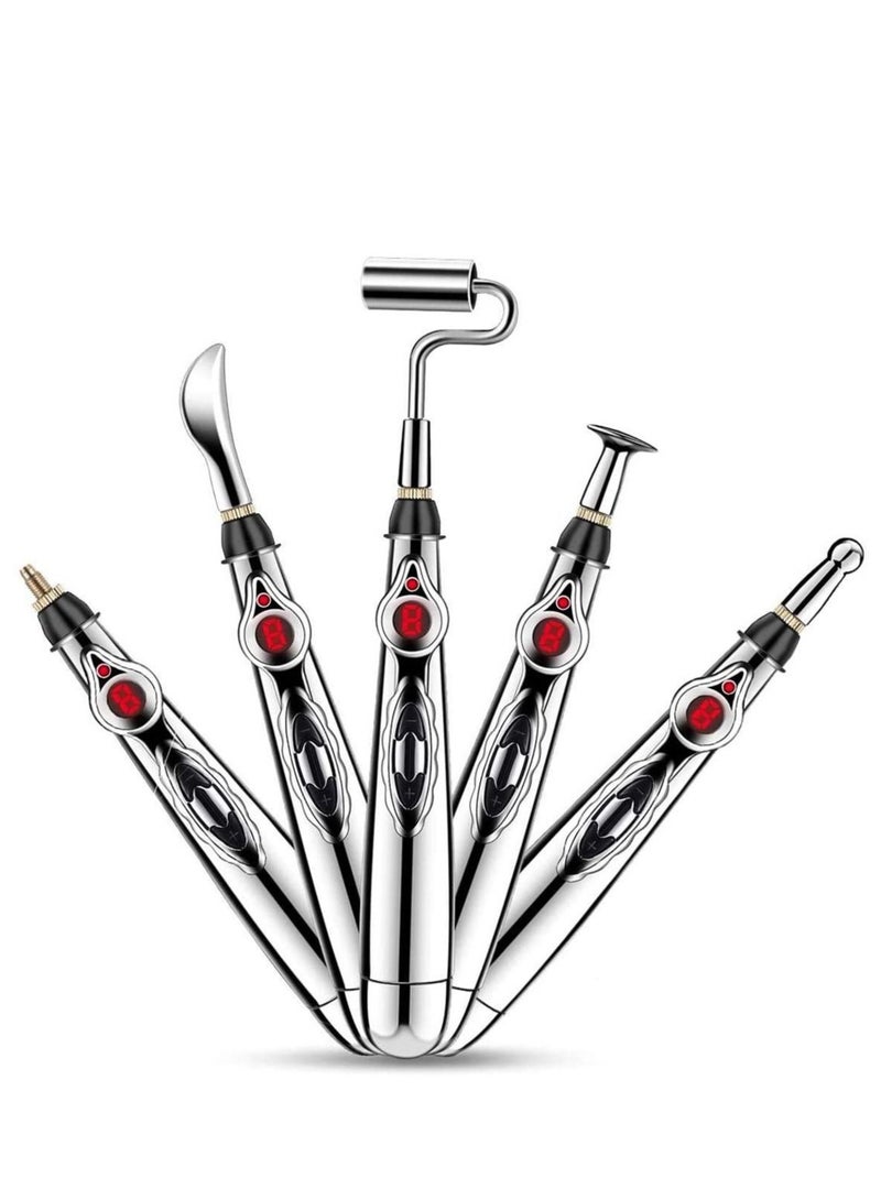 Captaintech Acupuncture Pen Electronic Meridian Therapy Machine Energy Pens Massager Relief Pain Tools with 5 Massage Heads - Image 1