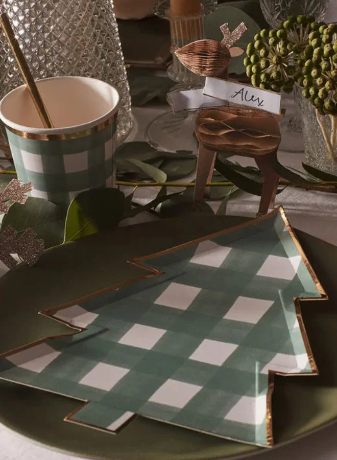 ميري ميري Green Gingham Tree Plates