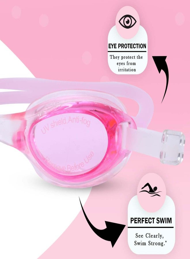 بوكسو نظارات سباحة BOXO مزودة بحماية من الأشعة فوق البنفسجية ومضادة للضباب، مع سدادات أذن وحزام، للبالغين والرجال والنساء، عبوة من قطعة واحدة (لون وردي). - Image 4
