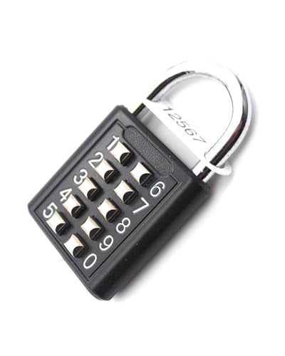 ZENG 10Button Combination Padlock PreSet 5Digit Unchangeable Code Hardened Steel Shackle for Gym Lockers Toolboxes FencesBlack1pcs - Image 1