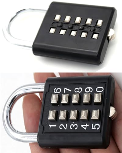 ZENG 10Button Combination Padlock PreSet 5Digit Unchangeable Code Hardened Steel Shackle for Gym Lockers Toolboxes FencesBlack1pcs - Image 3