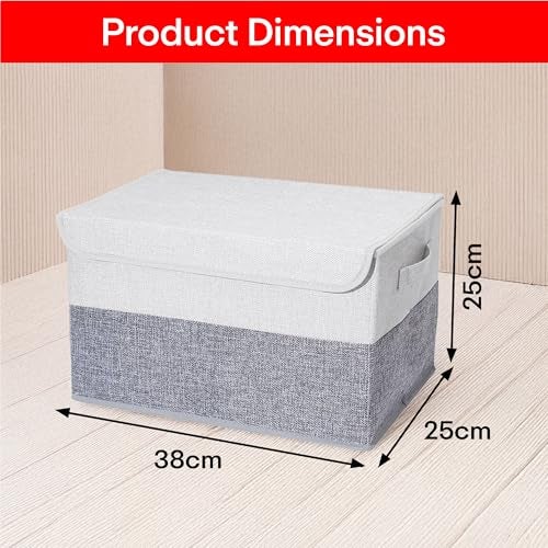 Prime Pick Storage Box Foldable Cloth Organizer Large Capacity Space Saving Wardrobe Storage Bin Durable Lightweight Portable Clothes Bedding Storage Grey Pack of 3 - Image 2