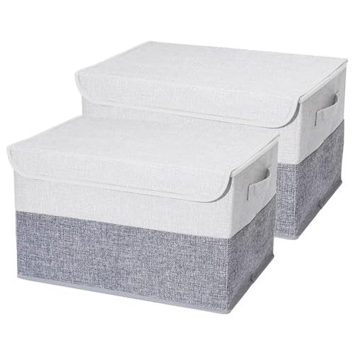Prime Pick Storage Box Foldable Cloth Organizer Large Capacity Space Saving Wardrobe Storage Bin Durable Lightweight Portable Clothes Bedding Storage Grey Pack of 3 - Image 1