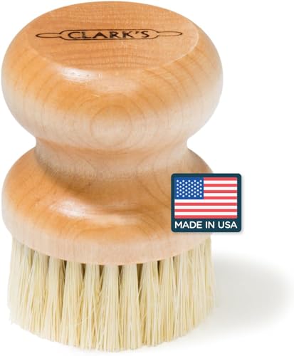 CLARKS Cutting Board Oil Scrub Brush  Round Wood Applicator for Food Grade Mineral Oil and Wax on Wooden Bamboo Cast Iron and Utensils  USA Maple Construction  Kitchen Countertops Food Safe