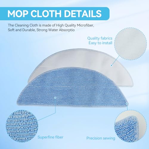 Verilux® Replacement Mop Pads for Ecovacs Deebot Y1 pro Vacuum Cleaner Microfiber Mop Pads Water Abserbent Scrubbing Pads Cleaning Pads Universal Replacement Mop Pads - Image 5